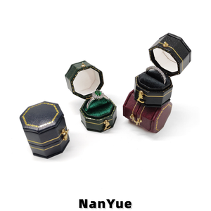 Nouvelle boîte à bagues octogonale vintage portable en papier spécial, pour fiançailles, mariage, rangement de bijoux de luxe, boîte cadeau pour bijoux - Product Image 2