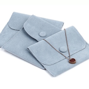 Custom Logo Blue Pink Velvet Fabric Ring Necklace Jewelry Pouches <b>Small</b> <b>Drawstring</b> Storage Packing <b>Bag</b> - Product Image 6