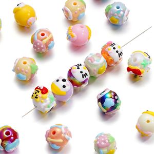 Cuentas acrílicas pintadas a mano con agujeros rectos, materiales artesanales, pulseras, cadenas para teléfonos móviles, accesorios, fabricación de joyas - Product Image 3