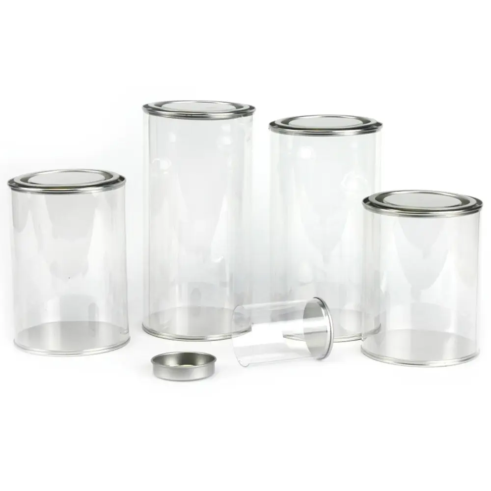 Clear Plastic Verf Blikjes Party Emmer Decoratieve Opslag Kerst Clear Verf Kan Containers Met Metalen Deksels En Handvat