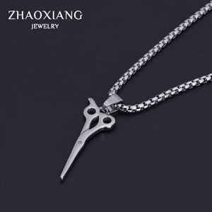 Collar con Colgante de Tijeras de Acero Inoxidable Estilo Barbero Vintage para Hombre, Amuletos Baratos al por Mayor - Product Image 1