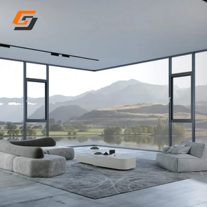 หน้าต่างบานเปิดอลูมิเนียมกรอบดำแบบกำหนดเอง GS Foshan Triple Glass พร้อมมุ้งลวดแบบพับเก็บได้ในตัว - Product Image 5