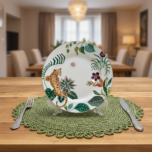 Siberian Tiger <strong>Stitching</strong> and Contrasting Colors Porcelain <strong>Plate</strong> 10.5 Inches 8.5 Inches 7.5 Inches White Dinnerware - Product Image 1