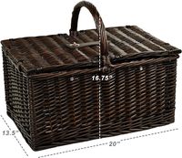 Keranjang Piknik JY-- Keranjang Piknik Kayu Putih dengan Papan Bambu, Keranjang Piknik Musim Panas dengan Ritsleting, Keranjang Piknik Termal untuk Makan di Musim Panas