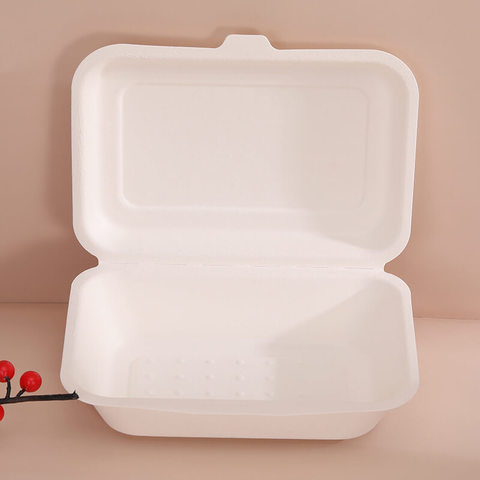 pizza boxes 9x9x3 biodegradable compostable bagasse 3-comp hinged container 200ct sugarcane bagasse containers