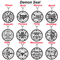 Acier Couleur Roi Asmoday Sigil Démon Origines Joint Moindre Clé de Salomon Goetia 25-36 Talisman Pendentif En Acier Inoxydable Collier