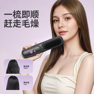Cross Border Hair <b>Straightener</b> <b>Comb</b> Wireless Rechargeable Ceramic Coating Negative Ion Portable For Dry Wet Hair - Product Image 4
