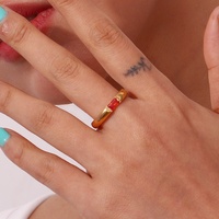 Bague Minimaliste Carrée Dingran en Zircon AAA Plaqué Or Acier Inoxydable avec Pierre de Naissance Colorée