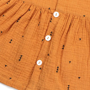 ชุดเดรสผ้ามัสลินผ้ากอซแขนสั้นสำหรับเด็กทารกชุดเดรสผ้าฝ้ายทรงเรขาคณิตมีกระดุม<span class=keywords><strong>เต็ม</strong></span>รูปแบบดีไซน์ปิดด้านหลัง - Product Image 5