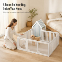 Parc pour chien d'intérieur, enclos, cage, cage de transport, 9 panneaux combinés, porte transparente, pour chiens de petite et moyenne taille, clôture, maison, tente, villa, solide, pour chats, 150x150cm