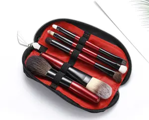 Professional 5Pcs Mini Make Up Brushes Private Label Wool High Quality Wholesale Custom Logo Red Makeup Brush Set