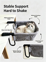 Lit de bureau pour chat en mousse de luxe extra-robuste pour grands chats - Fixation antidérapante réglable pour hamac à clipser sur le bureau