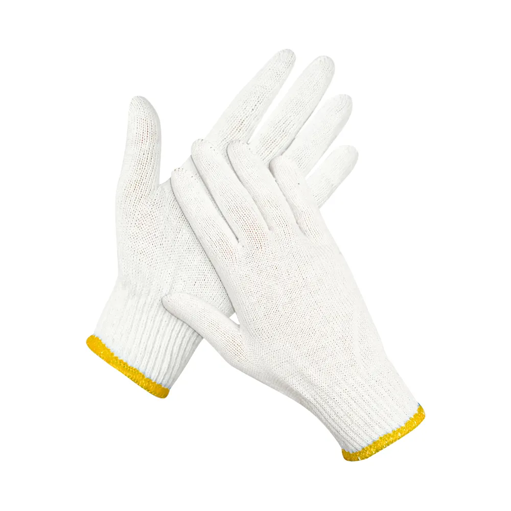 Yüksek kalite ucuz erkekler kadınlar örme emek koruma bahçe güvenlik beyaz pamuk el iş eldivenleri
