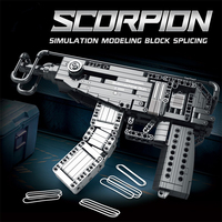 Reobrix 77029 MOC Pistolet Scorpion à Tir Automatique Modèle Fusil Mitrailleur Arme Militaire Seconde Guerre Mondiale Briques de Construction DIY Jouets Ensembles