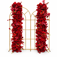 Chemin de table en fleurs artificielles rouge bordeaux, arrangement floral en soie pour centre de table de mariage et décoration de table événementielle