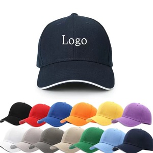 Factory OEM Cotton Twill Sandwich Brim Baseball Cap Custom Embroidery Printing Logo Promotional Advertising Caps Bulk Wholesale