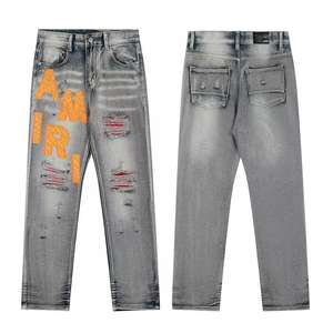 Pantalones Vaqueros <span class=keywords><strong>de</strong></span> Hombre Estilo Hip Hop con Parches y Bordados, Diseño Moderno - Product Image 3