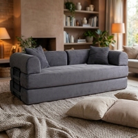 Canapé d'angle moderne trois places convertible avec matelas en mousse, forme fixe, pieds en bois pour hôtel, villa, salon