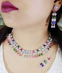 AD Stone Gargantilla Collar Set La mejor joyería de boda para compromiso de boda y aniversario Joyería hecha a mano - Product Image 2