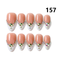 1371-1375  Kuku Palsu Buatan Tangan 10pcs Bahan Press-On Model Almond Desain Ukiran Bunga Kustom Modis Bentuk Kotak untuk Jari