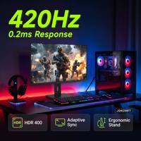Moniteur de jeu 24 pouces 400 Hz FHD 1080P, dalle TN, 1 ms, écran plat sans cadre, pour PC et Esports