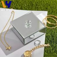 Boîte à bijoux de luxe en verre cristal avec miroir-organisateur d'affichage de montre de collier, accessoire d'emballage cadeau