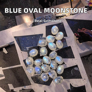 Chất Lượng Cao Màu Xanh Cầu Vồng Moonstone Tự Nhiên Mịn Hình Bầu Dục Cabochon Cắt Tùy Chỉnh Của Nhãn Hiệu Đồ Trang Sức Với Loose Đá Quý - Product Image 3