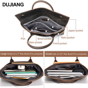 Gros <span class=keywords><strong>café</strong></span> couleur Crazy Horse cuir de vachette véritable mallette d'affaires <span class=keywords><strong>grand</strong></span> sac à main étanche pour ordinateur portable face souple pour hommes - Product Image 5