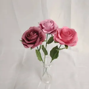 Fabrik Direkt verkauf billige Papier blume echte Berührung Papier rote Rose künstliche Blumen für Hochzeits dekoration künstliche Blumen