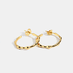Trendy18K Gold Hoop Earrings Women's Minimalist Geometric Design 18K Gold Plated <b>Stud</b> Jewelry Fashion Accessory - Product Image 3