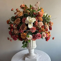 Boule de fleurs artificielles en soie réaliste, couleur caramel automnal, pour décorations de table de mariage, thème automne, Saint-Valentin, remise de diplôme