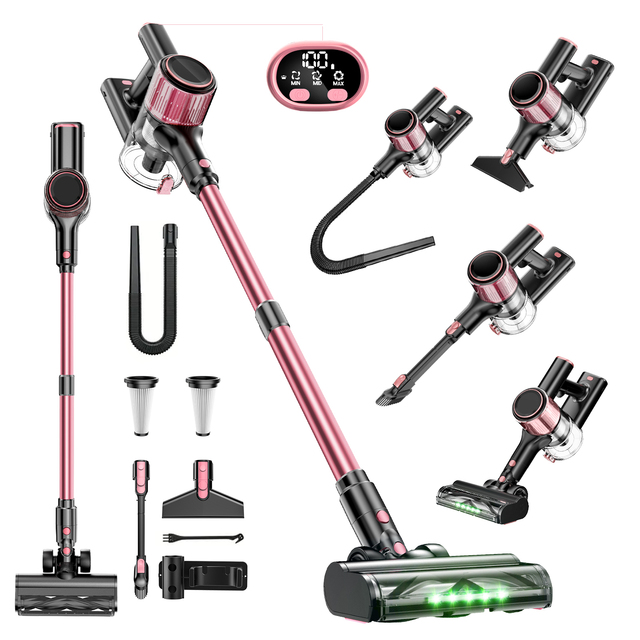 10-in-1 Cordless Stick Vacuum Cleaner Bagless Green LED Anti-tangle Brush HEPA Filtration Deep Cleaning Dryer Car & Garage Use