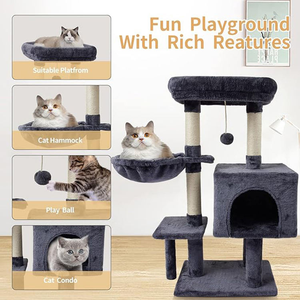 Atacado Luxuoso Árvore De Gato De Pelúcia Personalizado Pet Condomínio Natural Sisal Scratcher Eco Amigável MDF Móveis De Madeira Carton 5-Level - Product Image 5