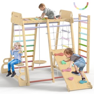 Wooden Climbing Frame Children Indoor Playset Slide Ladder Combination For Kids Age 2 To 6 Years - Product Image 2