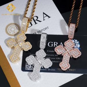 Productos de Tendencia 2025, Colección de Colgantes de Cruz con Moissanita de Color, Colgante Hip Hop con Incrustaciones, Joyería Religiosa - Product Image 5