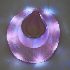 LED <b>Light</b> Cowboy <b>Hat</b> Multicolor Flashing <b>Lights</b> Holographic Adjustable Travel Party <b>Hat</b> Halloween Rave Stage Performance - Product Image 5