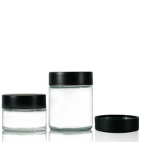 Pot en verre pour fleurs de 1 2 3 4 5 6 8 10 12 16 18 oz, pot à parois droites, récipient de stockage alimentaire à l'épreuve des enfants avec couvercle noir résistant aux enfants