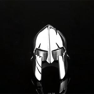 Men's Stainless Steel <b>Ring</b> Spartan Mask Hip Hop Geometric Design Gift Jewelry - Product Image 2