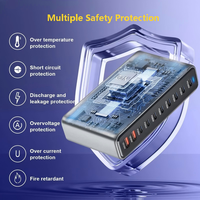 Chargeur intelligent multifonctionnel 10 ports 800W, charge rapide USB-C PD 65W 140W, adaptateur Quick Charge 3.0 OCP, indicateur LED, multiprotection mobile