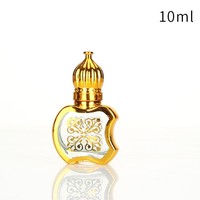 Bouteilles d'huile essentielle en verre doré de 8 ml, 10 ml, 12 ml avec applicateur à bille et autocollant, flacon vide pour parfum Attar arabe