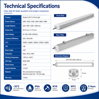 Éclairage LED Tri-Proof à économie d'énergie pour entrepôts frigorifiques 100/130lm/W Indice de protection IP66 Garantie de 5 ans CRI élevé 83