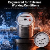 Compteur de débit mécanique en acier inoxydable 304 IP68 OEM haute précision anti-corrosion pour la consommation d'eau froide domestique