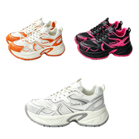 Sepatu Sneaker Wanita Model Chunky Dad Shoes, Bahan Rajut Mesh, Platform Peninggi, Gaya Street Style, Logo Custom, Kasual Sehari-hari, Sepatu Lari