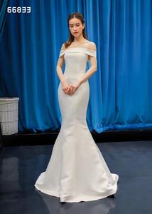 Off-shoulder Sexy <strong>Mermaid</strong>/Trumpet Ivory Simple <strong>Styles</strong> Satin Wedding <strong>Dresses</strong> - Product Image 2