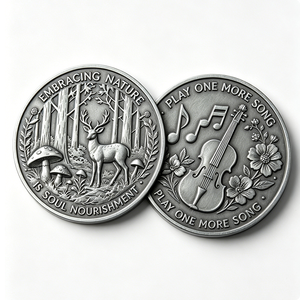 Moneda Conmemorativa de Desafío Personalizada de Aleación de Zinc Fundida a Presión con Diseño de Ángel y Música en 3D de Doble Cara, Coleccionable, con Diseño de Ciervo y Violín - Product Image 2