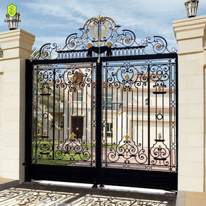 Puerta <span class=keywords><strong>de</strong></span> Entrada Moderna <span class=keywords><strong>de</strong></span> <span class=keywords><strong>Hierro</strong></span> Forjado con Diseño Floral, Puerta Principal Corredera para Hogar <span class=keywords><strong>y</strong></span> Jardín - Product Image 6