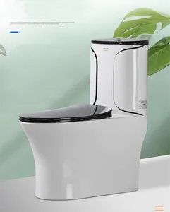 جديد تصميم الحمام كرسي الحمام المتصل الأسود الملونة المياه خزانة بساطتها طويل القامة خزان المرحاض مع المزدوج فلوش