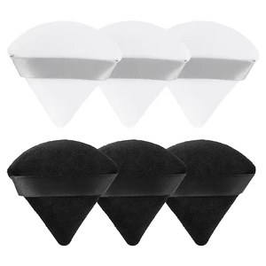 Houppette triangulaire en velours personnalisable avec logo, lavable, double usage, éponge douce pour le maquillage du visage et des yeux - Product Image 3
