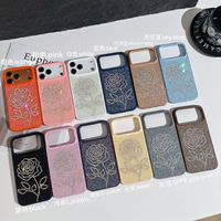 iPhone 17 16 15 Pro Max için Özelleştirilebilir Işıltılı Elmas Gül Telefon Kılıfı, iPhone 17 Pro için Moda Telefon Kılıfı