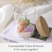 Bougie parfumée en cire de soja Arovi-Teddy Bear dans un verre, décoration et cadeau mignons de qualité supérieure, sans danger pour les animaux de compagnie et les enfants, idéale pour la révélation du sexe et le baptême